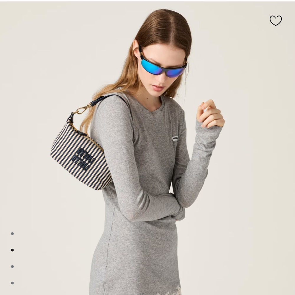 Miu Miu Black and White Striped Shoulder Bag